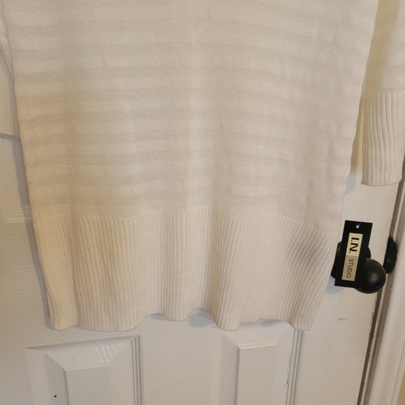 I.N. STUDIO V Neck Pullover sweater, M, Ivory - Picture 4 of 6